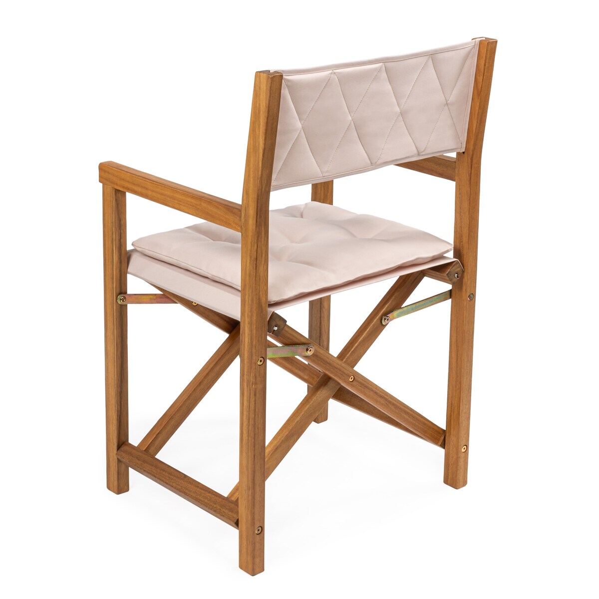 Theo Classic Mid-Century Outdoor Acacia Wood Foldable Diamond-Quilted Back Director Chair with Cushion, (Set of 2) by JONATHAN Y