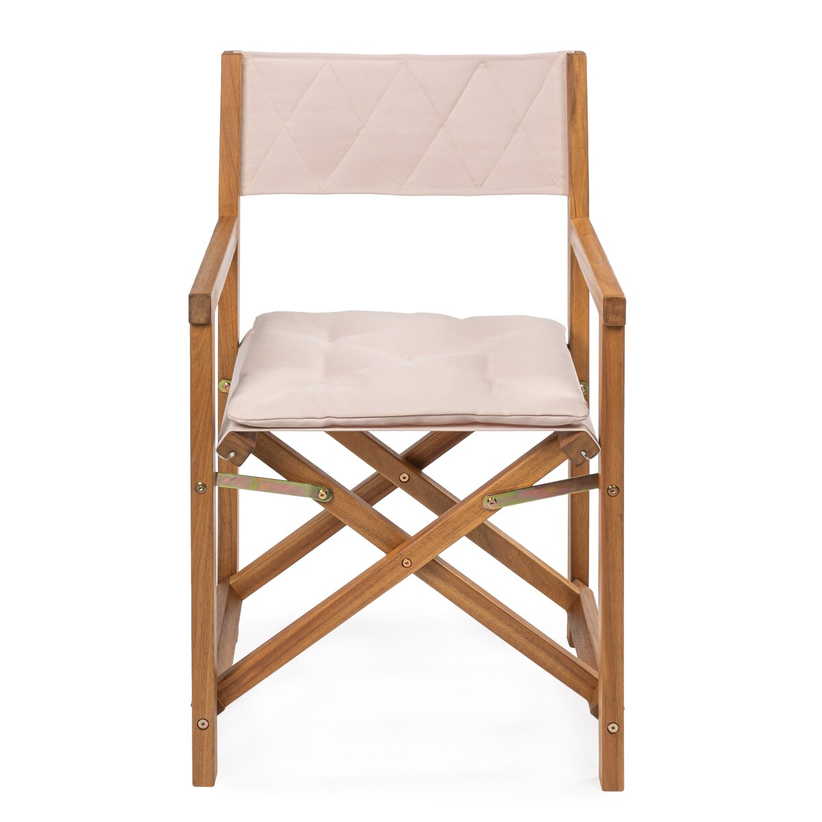 Theo Classic Mid-Century Outdoor Acacia Wood Foldable Diamond-Quilted Back Director Chair with Cushion, (Set of 2) by JONATHAN Y