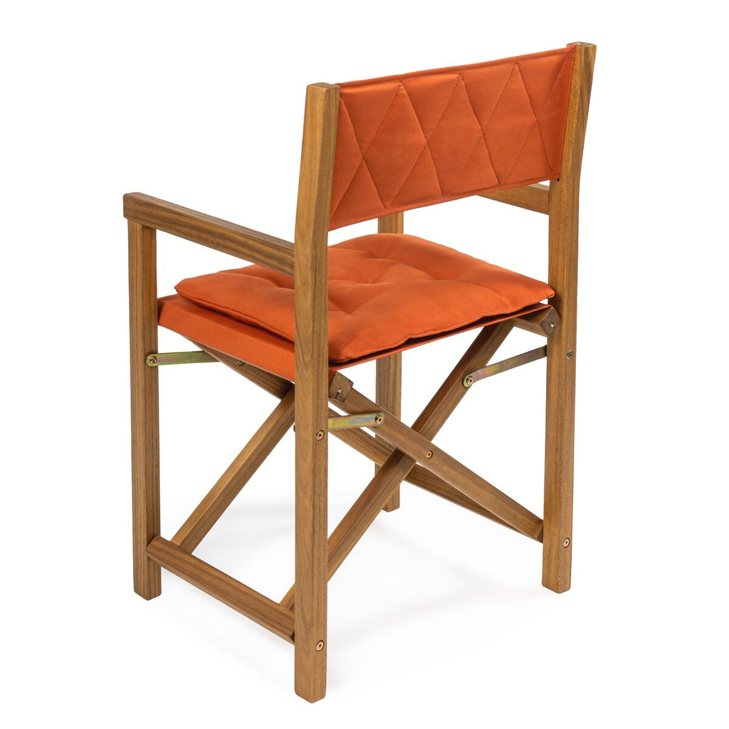 Theo Classic Mid-Century Outdoor Acacia Wood Foldable Diamond-Quilted Back Director Chair with Cushion, (Set of 2) by JONATHAN Y