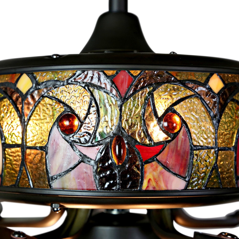 Tiffany Style Stained Glass Halston Ceiling Fan - Spice - 52L x 52W x 19H - 52L x 52W x 19H