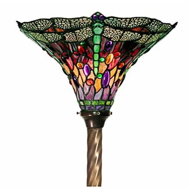 Tiffany-style Dragonfly Torchiere Lamp