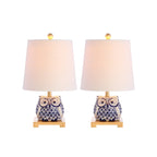 Tiki 16 Ceramic Mini Table Lamp, Blue/White (Set of 2) by JONATHAN Y