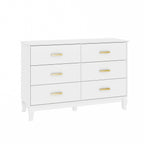 Timechee 6 Drawer 47.2''W Double Dresser Solid Wood Legs Lacquer Chest