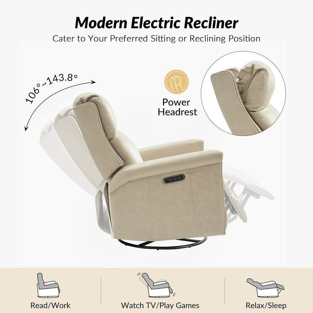 Tobias Traditional Swivel And Rocker Power Recliner Set of 2 by HULALA HOME