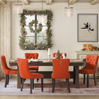 Upholstered Tufted Velvet Dining Chair with Solid Wood Legs Set of 6