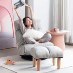 Upholstered Armless Recliner Set with Ottoman and Adjustable Headrest