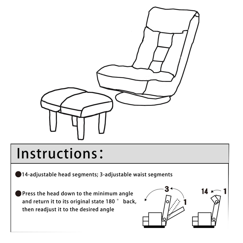 Upholstered Armless Recliner Set with Ottoman and Adjustable Headrest