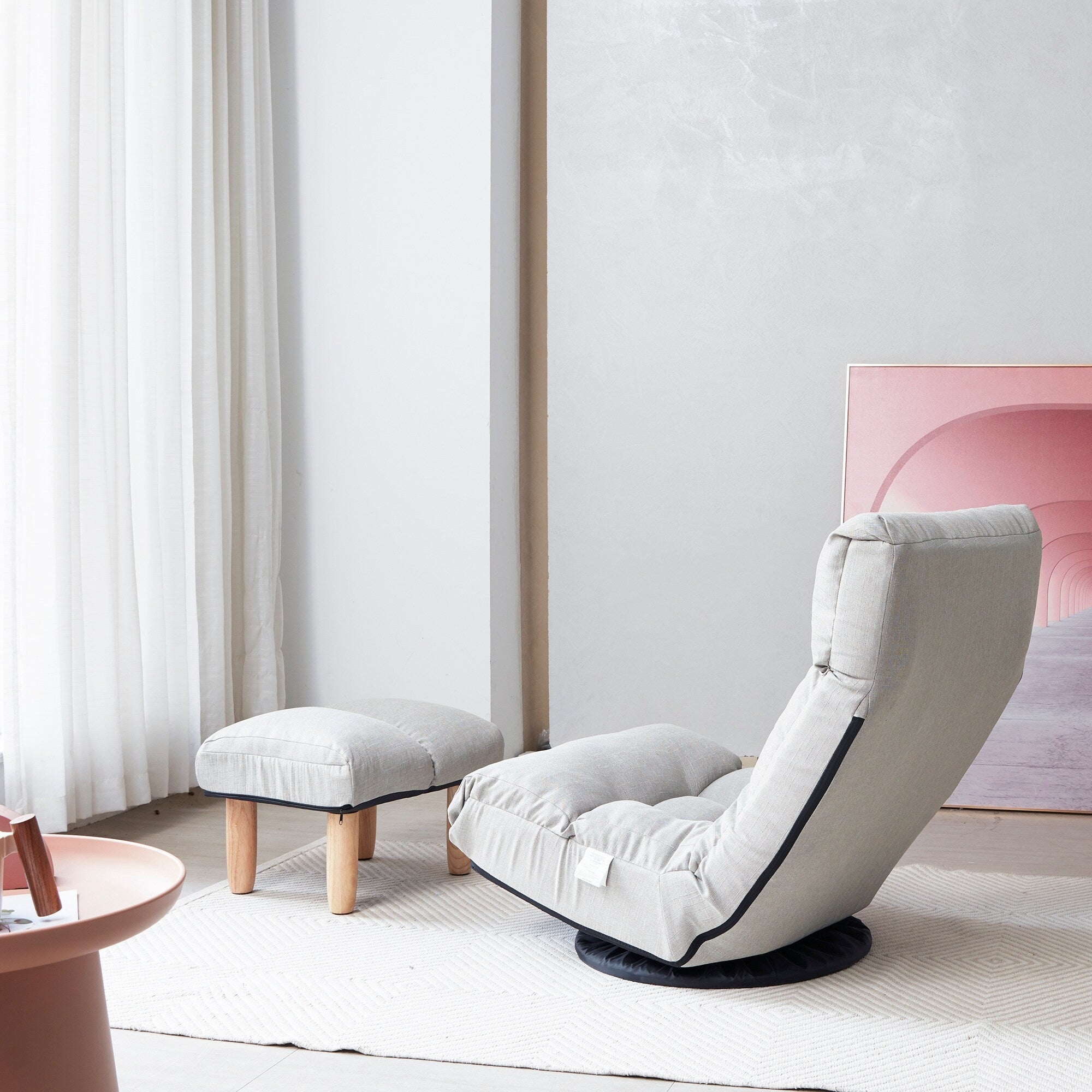 Upholstered Armless Recliner Set with Ottoman and Adjustable Headrest