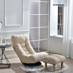 Upholstered Armless Recliner Set with Ottoman and Adjustable Headrest