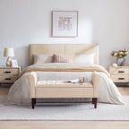 Upholstered Storage Bench Arm Bench Entryway Bench with Tufted Flip Top 50.4 Inches