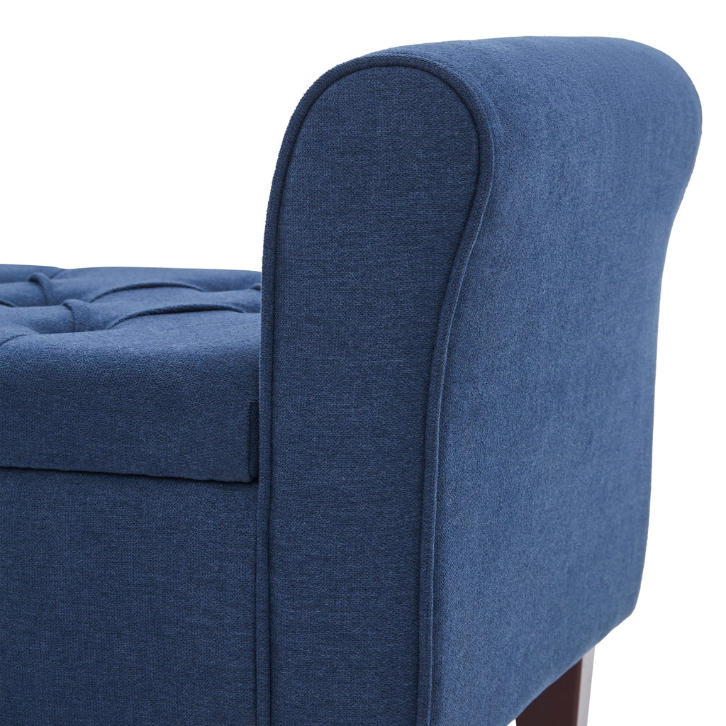 Upholstered Storage Bench Arm Bench Entryway Bench with Tufted Flip Top 50.4 Inches