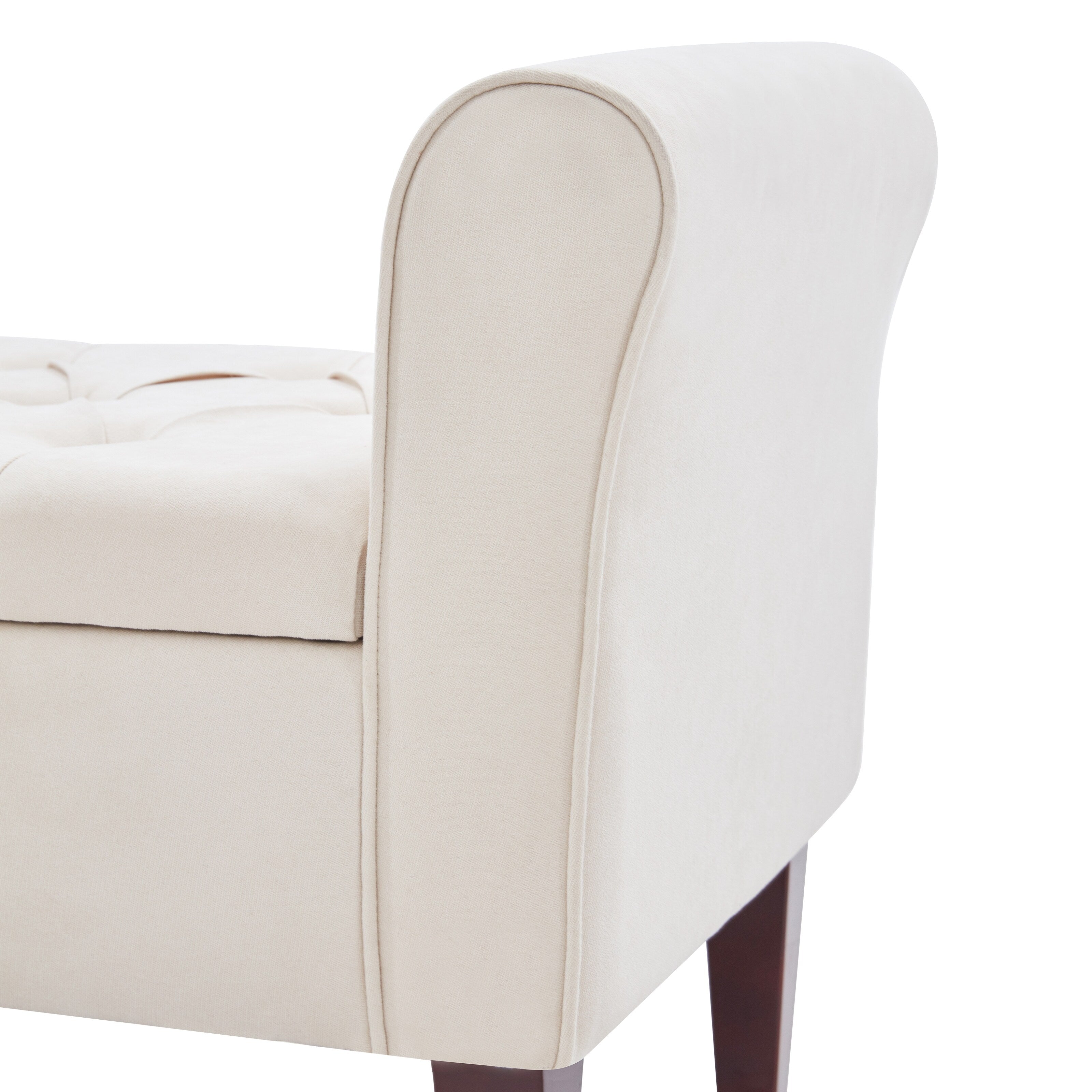 Upholstered Storage Bench Arm Bench Entryway Bench with Tufted Flip Top 50.4 Inches