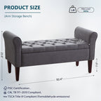 Upholstered Storage Bench Arm Bench Entryway Bench with Tufted Flip Top 50.4 Inches