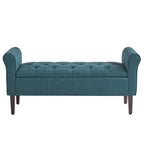 Upholstered Storage Bench Arm Bench Entryway Bench with Tufted Flip Top 50.4 Inches