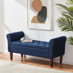 Upholstered Storage Bench Arm Bench Entryway Bench with Tufted Flip Top 50.4 Inches