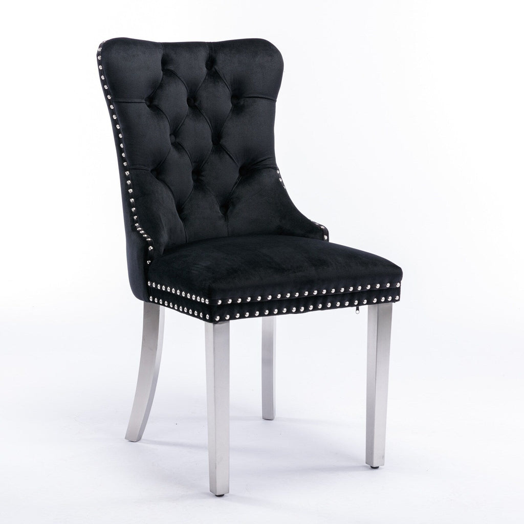 Upholstered Tufted Velvet Dining Chair with Solid Wood Legs Set of 6