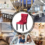 Upholstered Tufted Velvet Dining Chair with Solid Wood Legs Set of 6