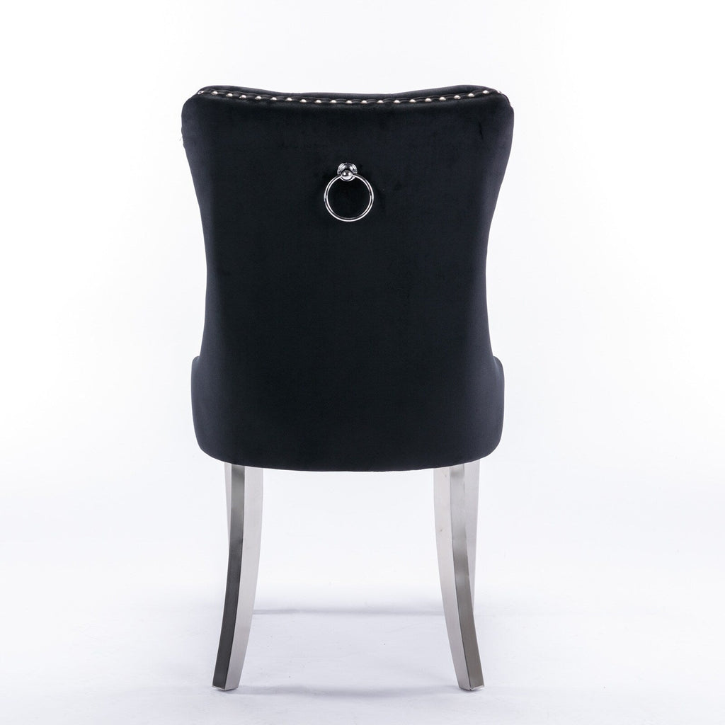 Upholstered Tufted Velvet Dining Chair with Solid Wood Legs Set of 6