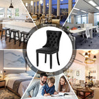 Upholstered Tufted Velvet Dining Chair with Solid Wood Legs Set of 6