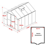 VEIKOUS Aluminum Walk-In Garden Greenhouse Kit with Adjustable Roof Vent and Lockable Door Grey