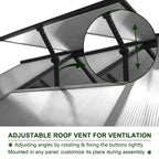 VEIKOUS Aluminum Walk-In Garden Greenhouse Kit with Adjustable Roof Vent and Lockable Door Grey