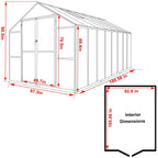 VEIKOUS Aluminum Walk-In Garden Greenhouse Kit with Adjustable Roof Vent and Lockable Door Grey