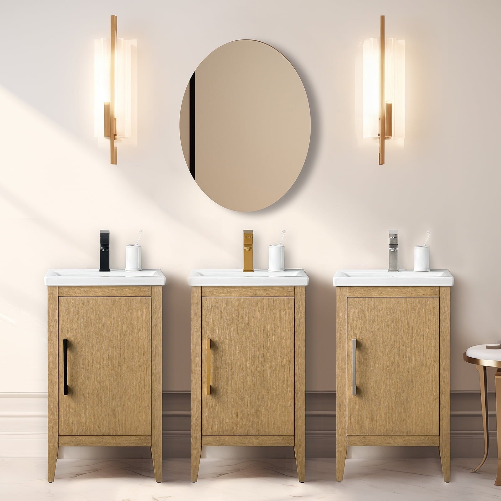 Vanity Art 20 or 24 or 30 Single Sink Bathroom Vanity Cabinet with Ceramic Top