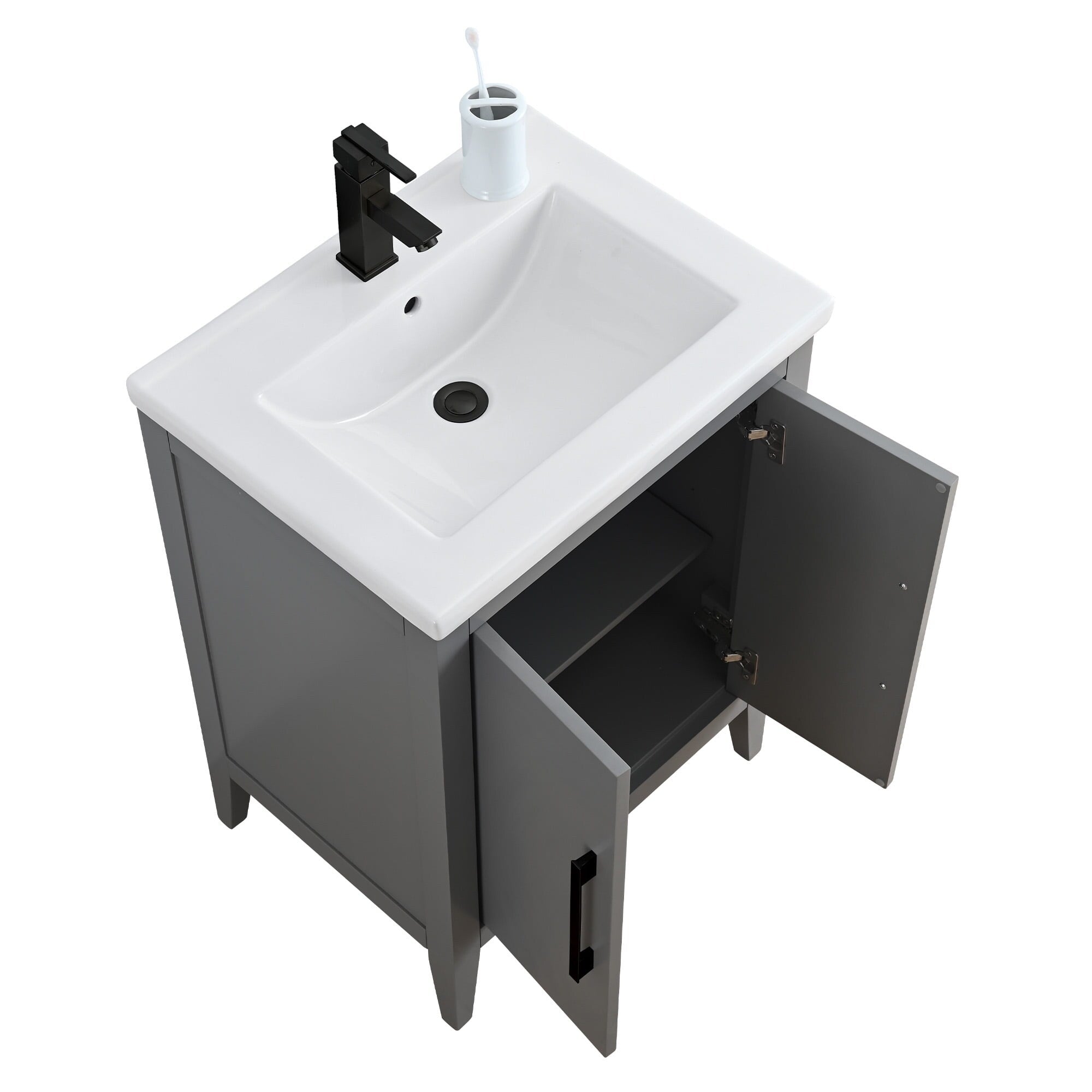 Vanity Art 20 or 24 or 30 Single Sink Bathroom Vanity Cabinet with Ceramic Top