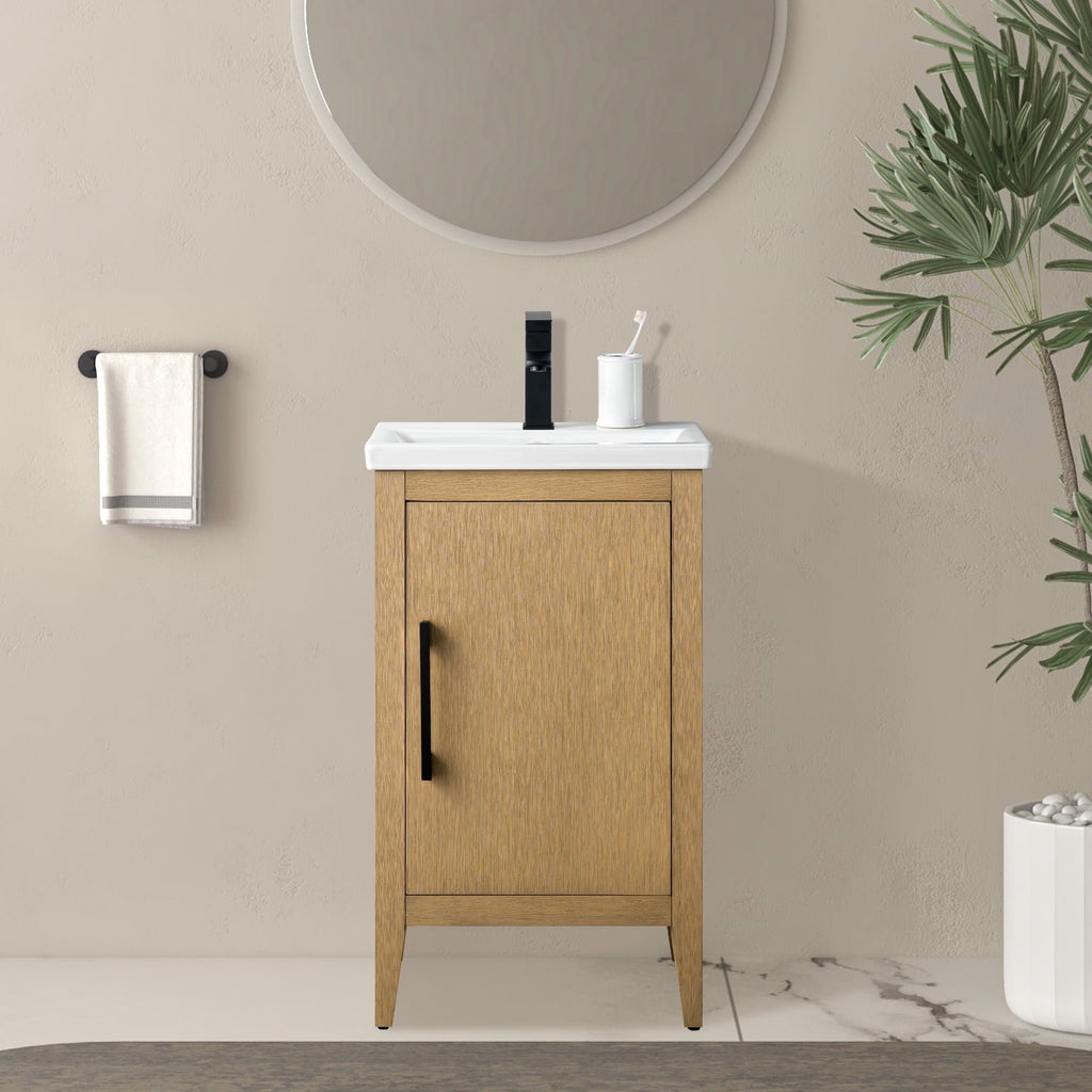 Vanity Art 20 or 24 or 30 Single Sink Bathroom Vanity Cabinet with Ceramic Top