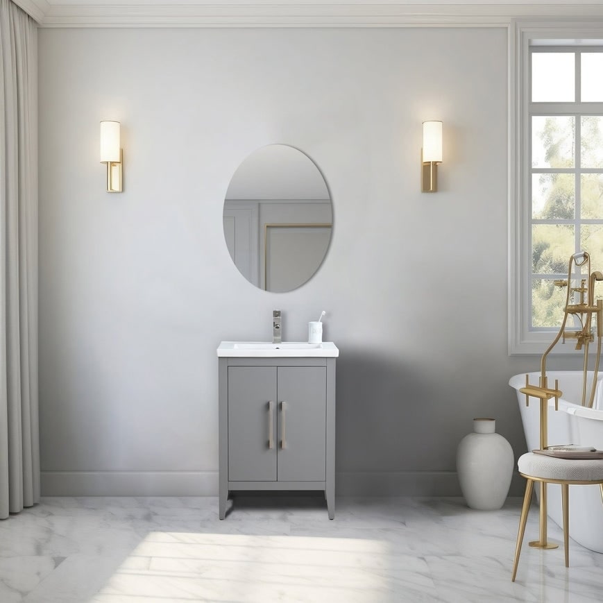 Vanity Art 20 or 24 or 30 Single Sink Bathroom Vanity Cabinet with Ceramic Top