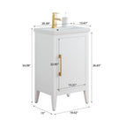Vanity Art 20 or 24 or 30 Single Sink Bathroom Vanity Cabinet with Ceramic Top