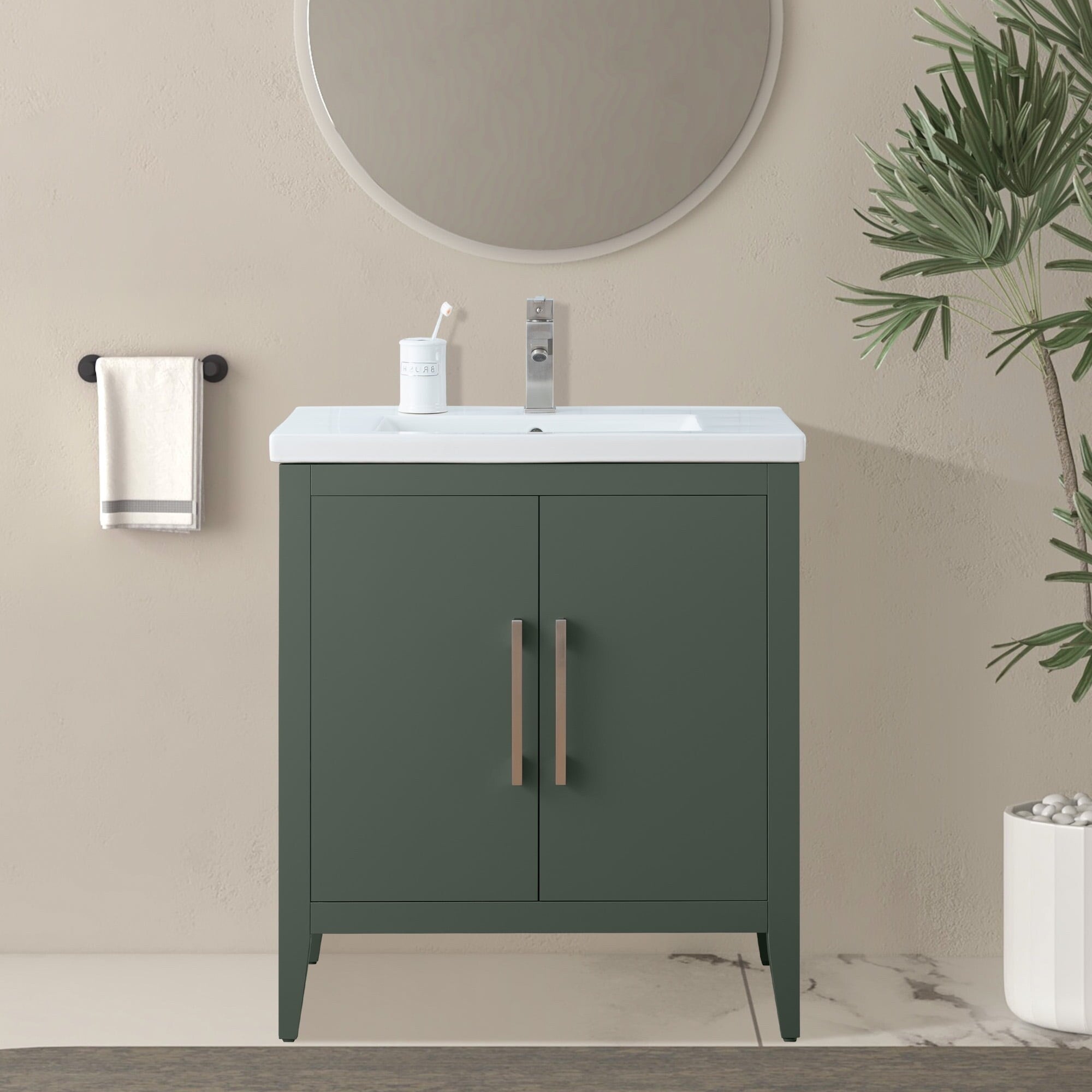 Vanity Art 20 or 24 or 30 Single Sink Bathroom Vanity Cabinet with Ceramic Top