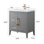 Vanity Art 20 or 24 or 30 Single Sink Bathroom Vanity Cabinet with Ceramic Top