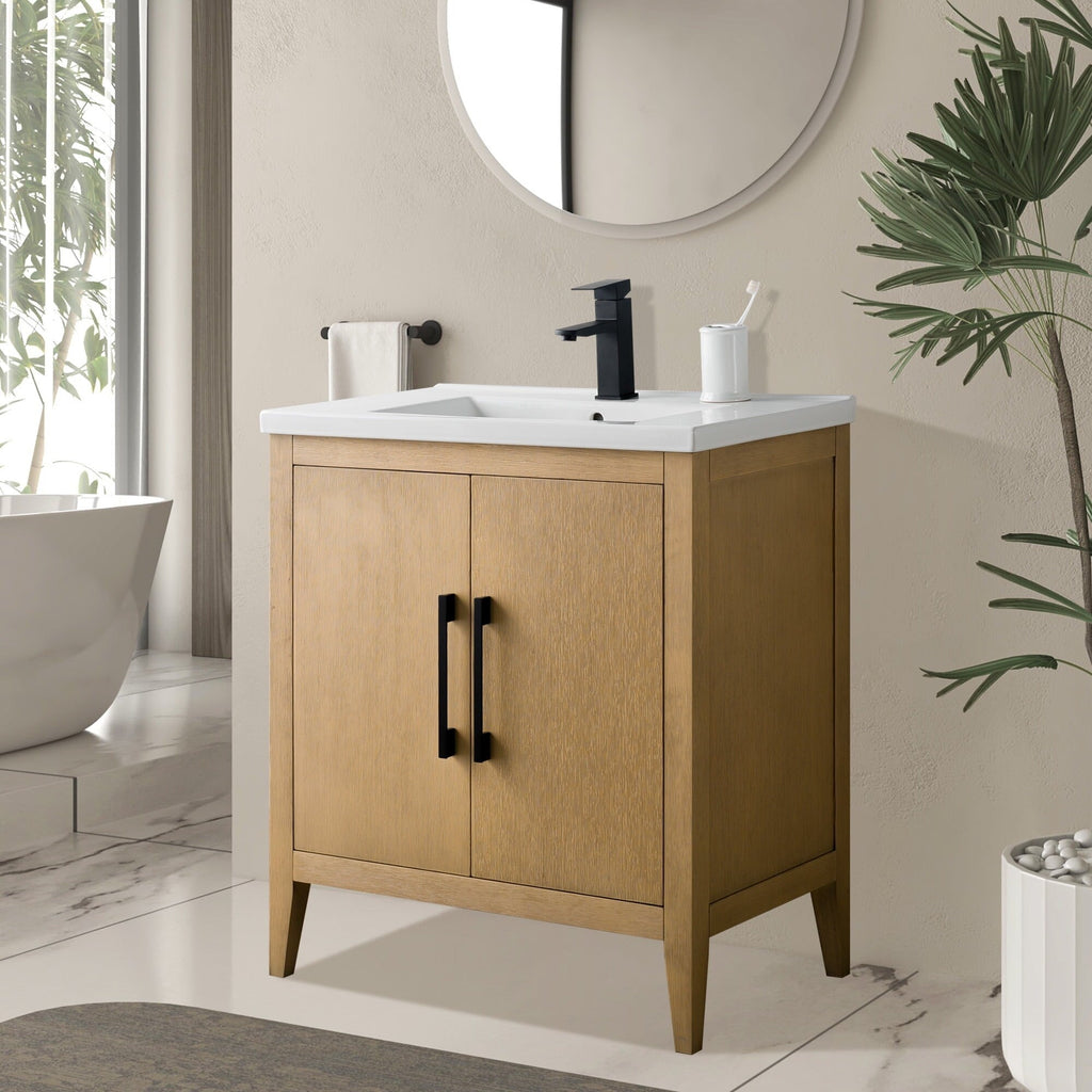 Vanity Art 20 or 24 or 30 Single Sink Bathroom Vanity Cabinet with Ceramic Top
