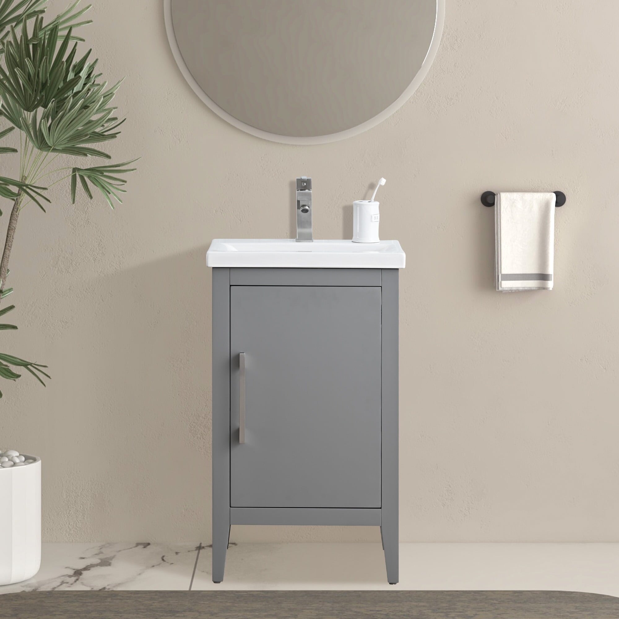 Vanity Art 20 or 24 or 30 Single Sink Bathroom Vanity Cabinet with Ceramic Top