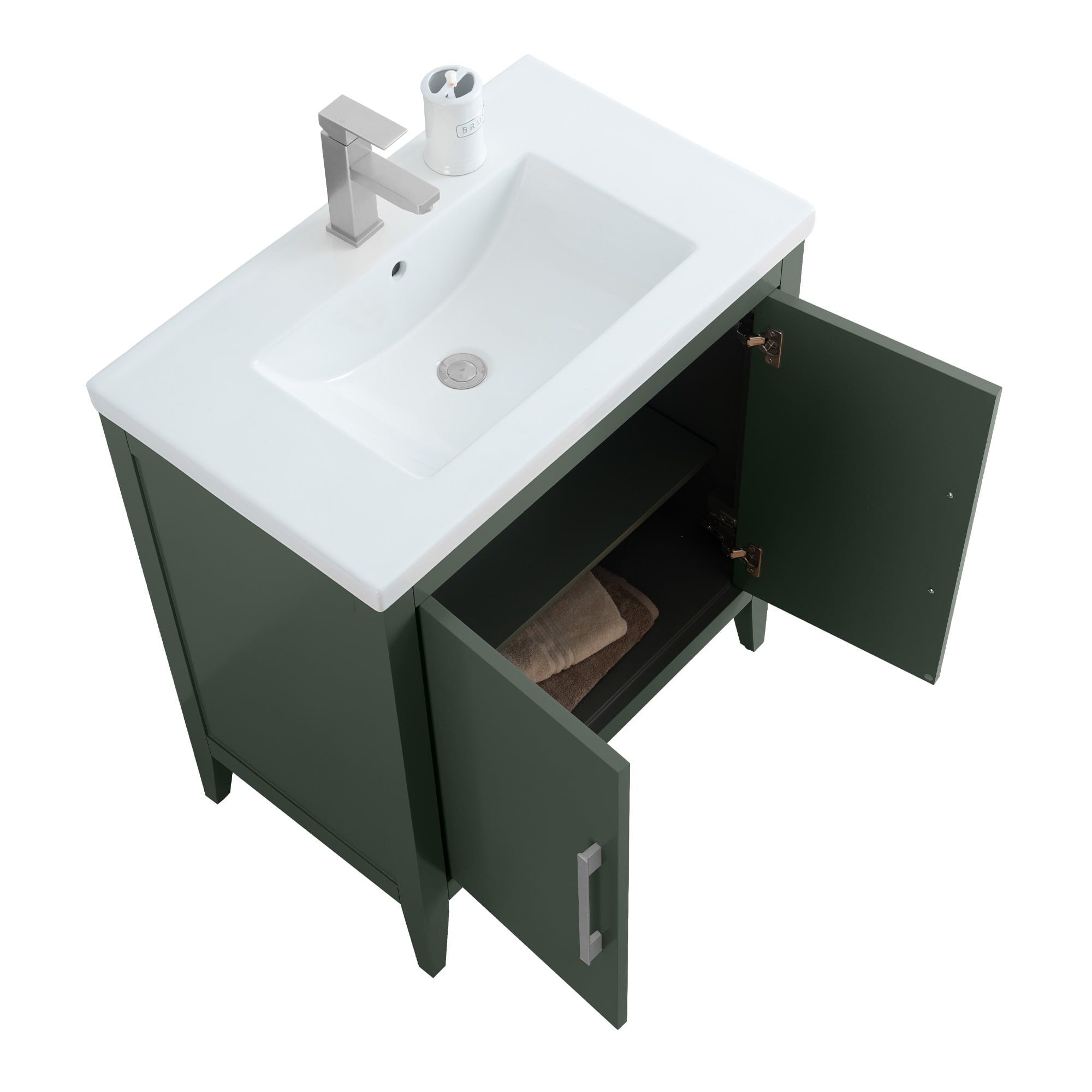 Vanity Art 20 or 24 or 30 Single Sink Bathroom Vanity Cabinet with Ceramic Top
