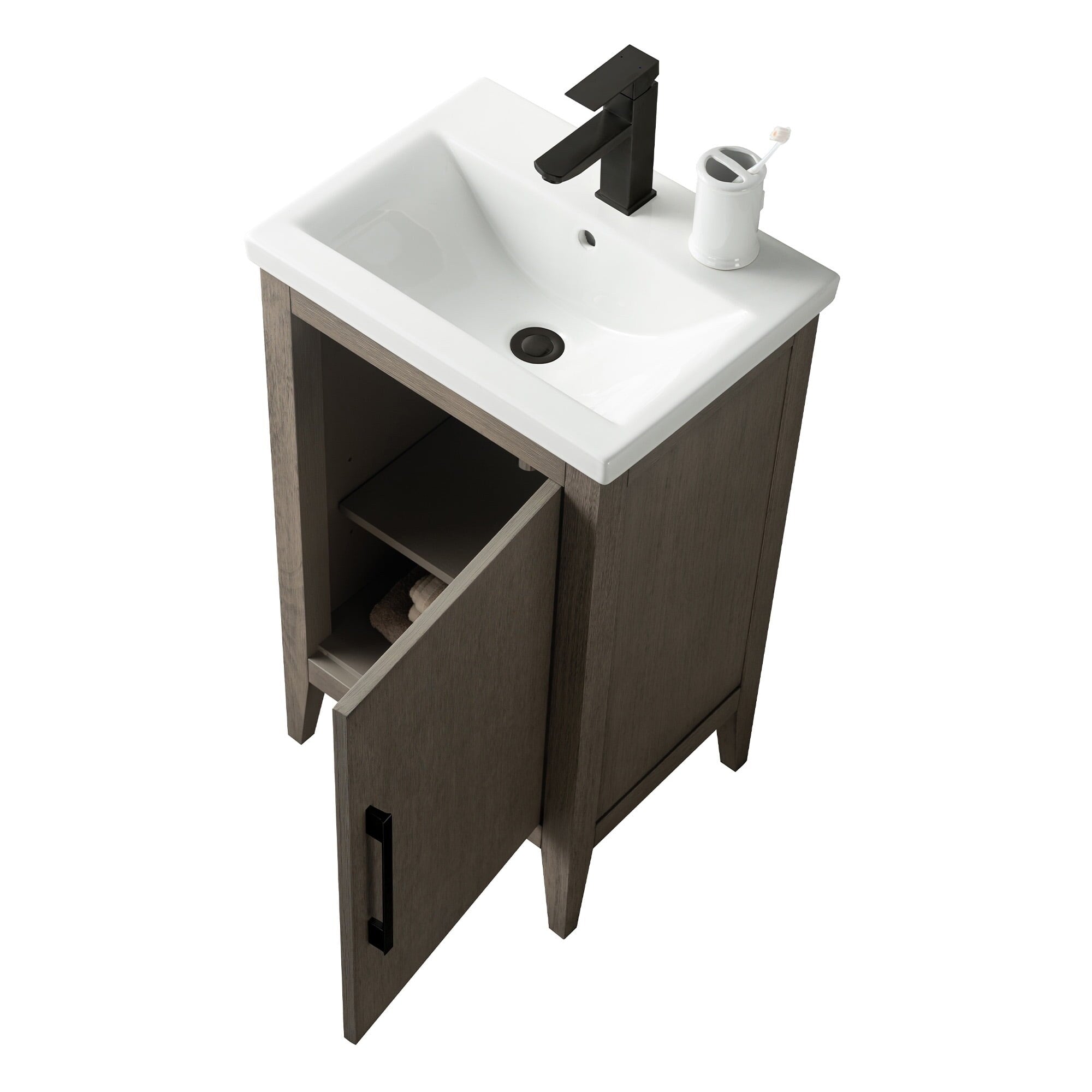 Vanity Art 20 or 24 or 30 Single Sink Bathroom Vanity Cabinet with Ceramic Top