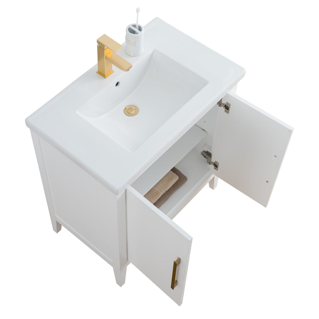 Vanity Art 20 or 24 or 30 Single Sink Bathroom Vanity Cabinet with Ceramic Top