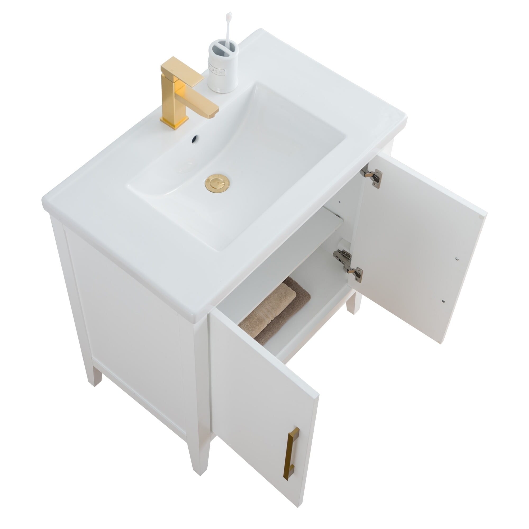 Vanity Art 20 or 24 or 30 Single Sink Bathroom Vanity Cabinet with Ceramic Top