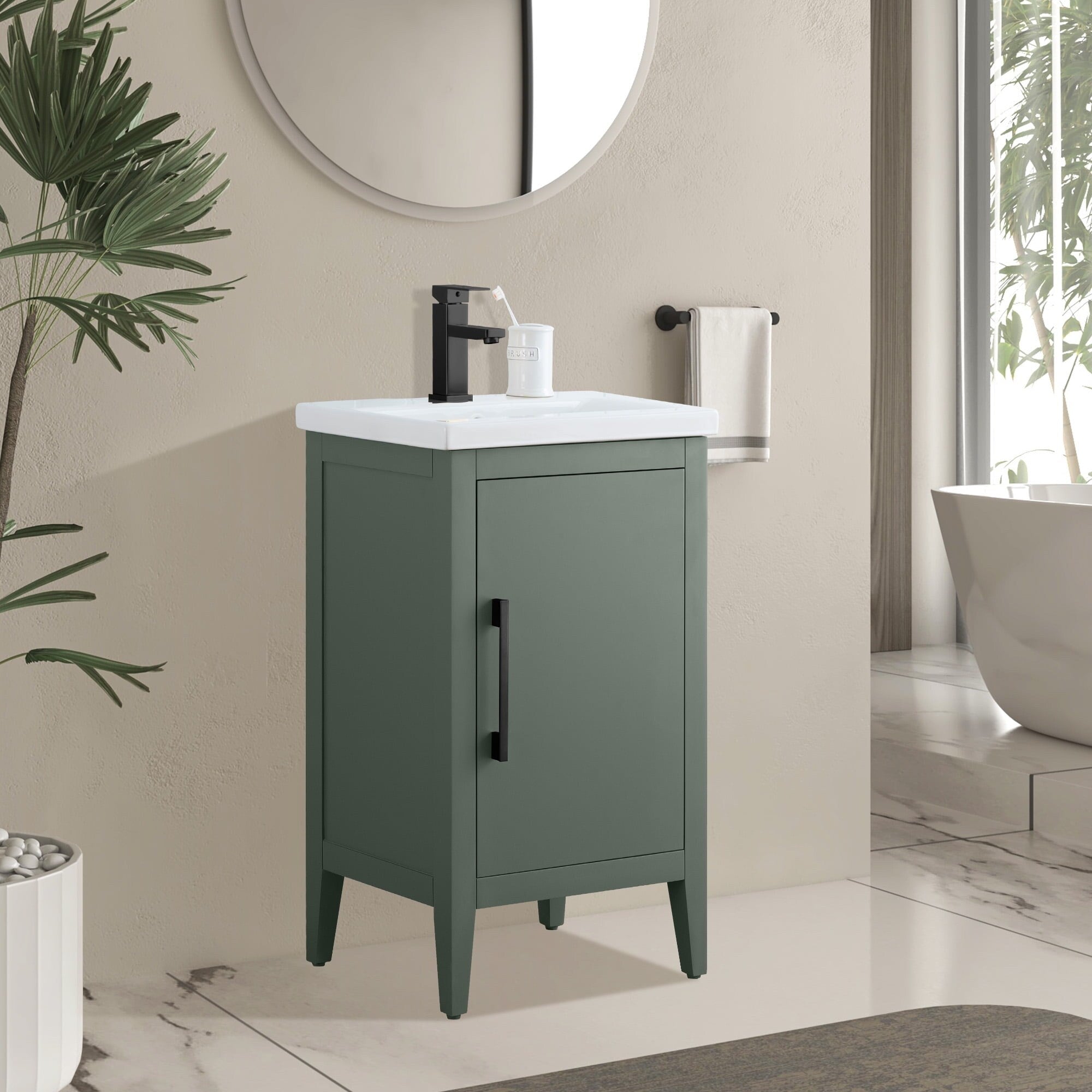Vanity Art 20 or 24 or 30 Single Sink Bathroom Vanity Cabinet with Ceramic Top