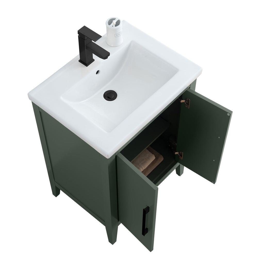Vanity Art 20 or 24 or 30 Single Sink Bathroom Vanity Cabinet with Ceramic Top