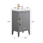 Vanity Art 20 or 24 or 30 Single Sink Bathroom Vanity Cabinet with Ceramic Top