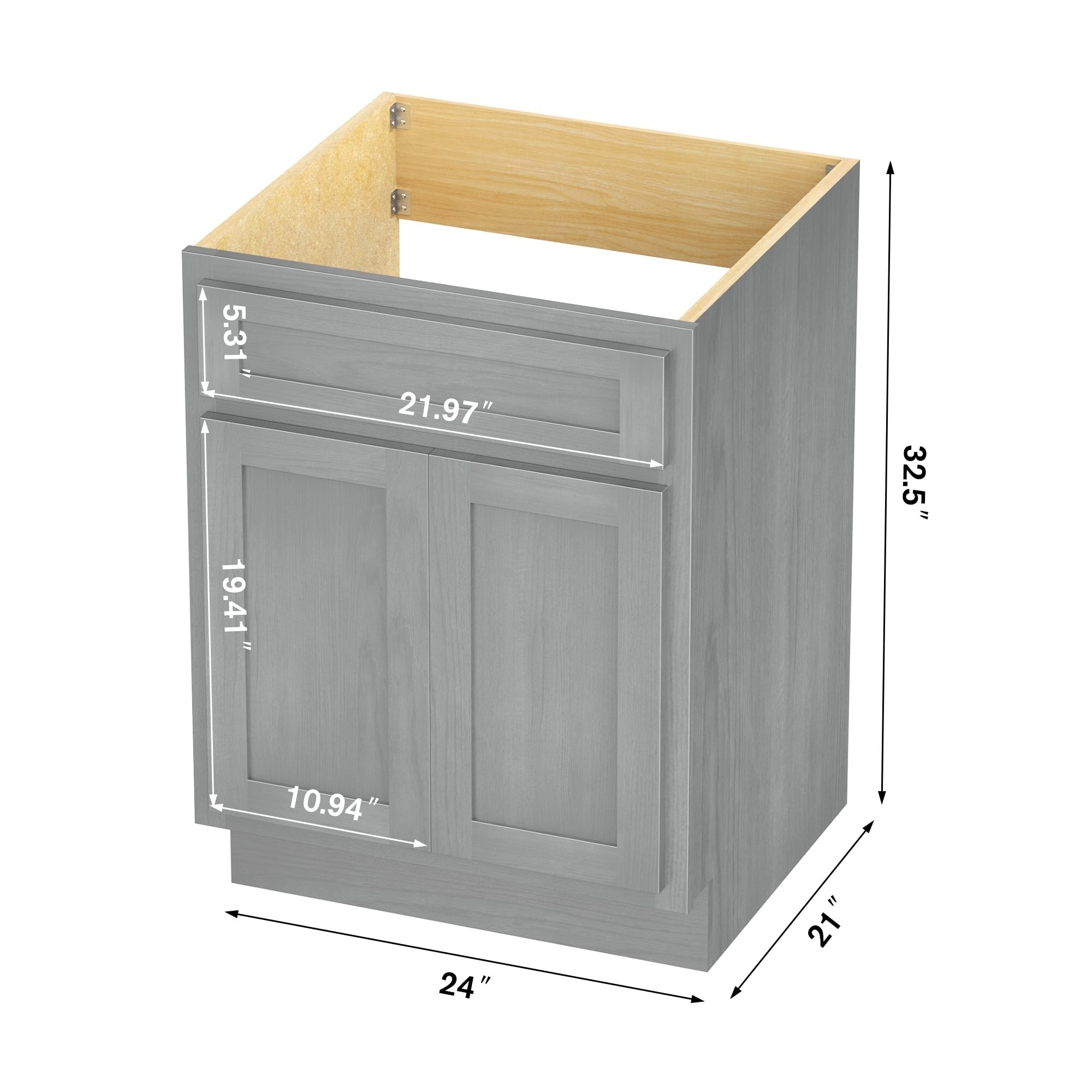 Vanity Art 24-inch Solid Wood Single Sink Bathroom Vanity Cabinet