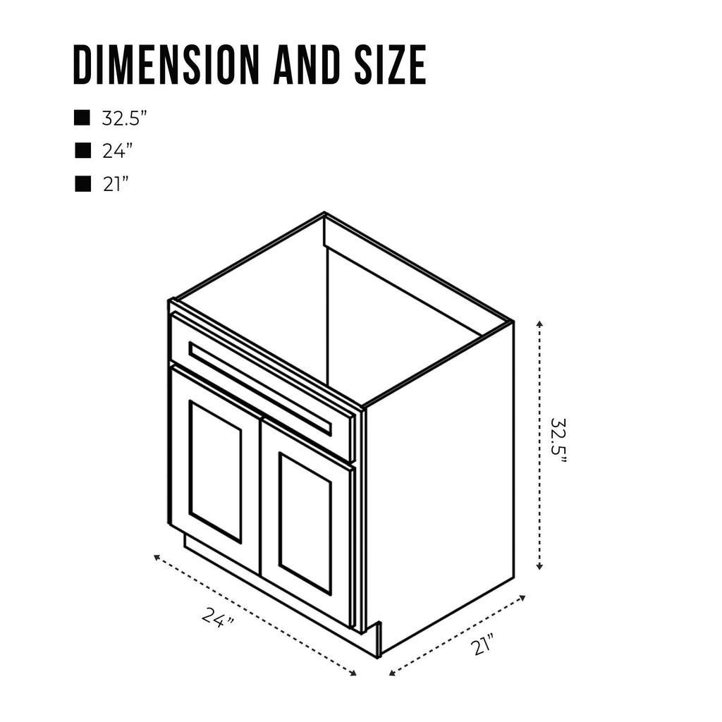 Vanity Art 24-inch Solid Wood Single Sink Bathroom Vanity Cabinet