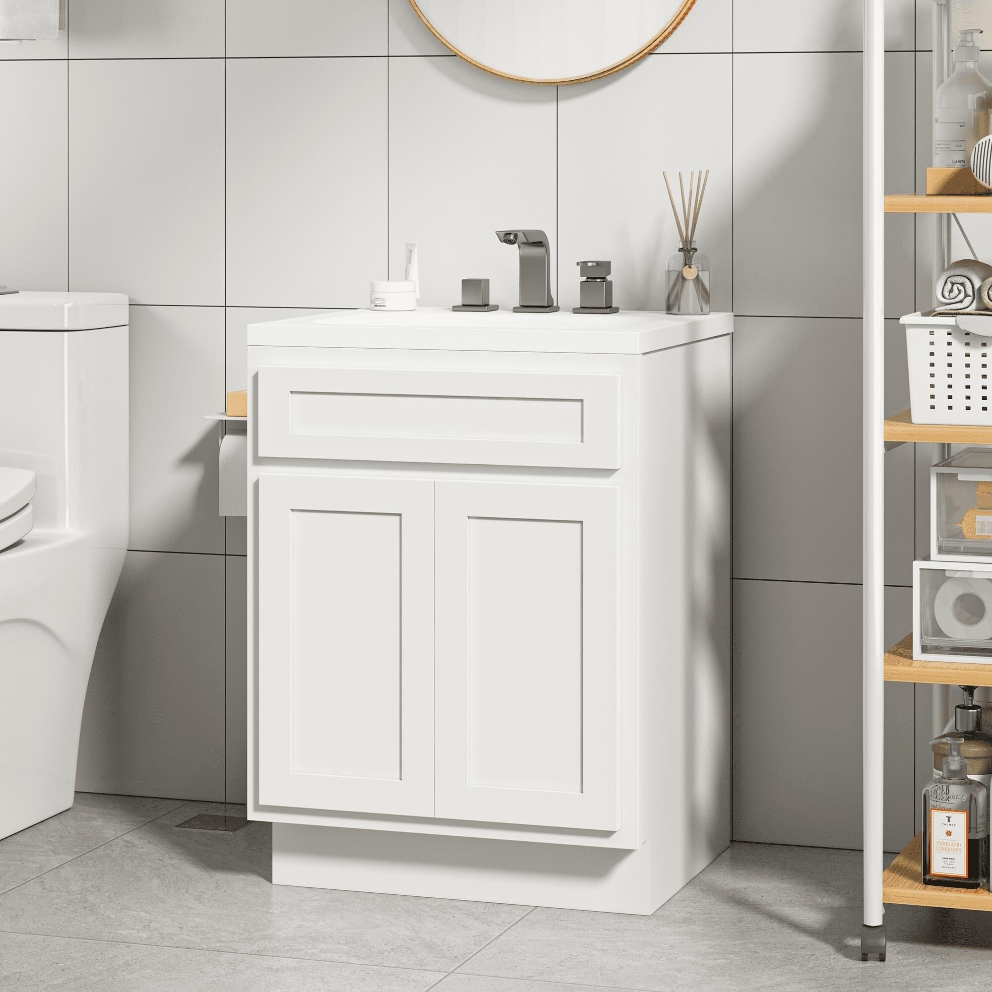 Vanity Art 24-inch Solid Wood Single Sink Bathroom Vanity Cabinet