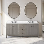 Vanity Art 72 Double Sink Bathroom Vanity Cabinet with Engineered Marble Top
