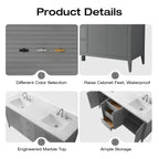 Vanity Art 72 Double Sink Bathroom Vanity Cabinet with Engineered Marble Top