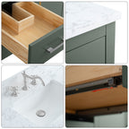 Vanity Art 72 Double Sink Bathroom Vanity Cabinet with Engineered Marble Top