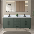 Vanity Art 72 Double Sink Bathroom Vanity Cabinet with Engineered Marble Top