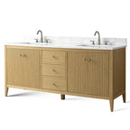 Vanity Art 72 Double Sink Bathroom Vanity Cabinet with Engineered Marble Top